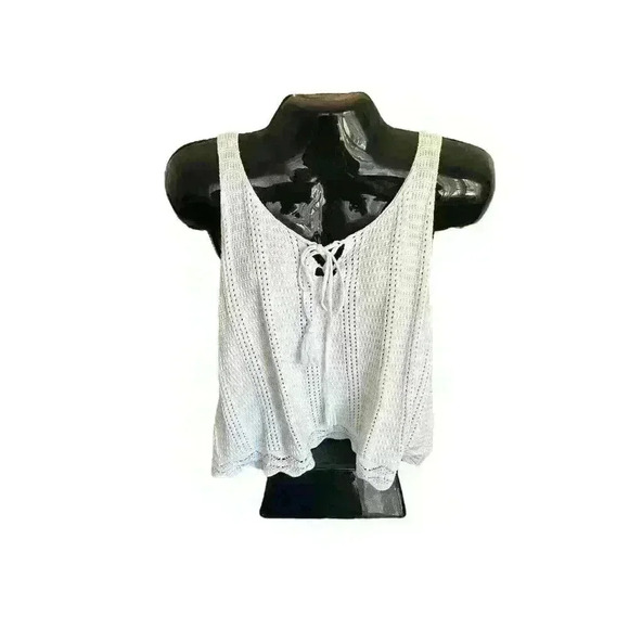 Women's Vneck Knit Sweater Vest White Size 2X XXL Soft Boho Preppy Hippy Hipster - Picture 1 of 9